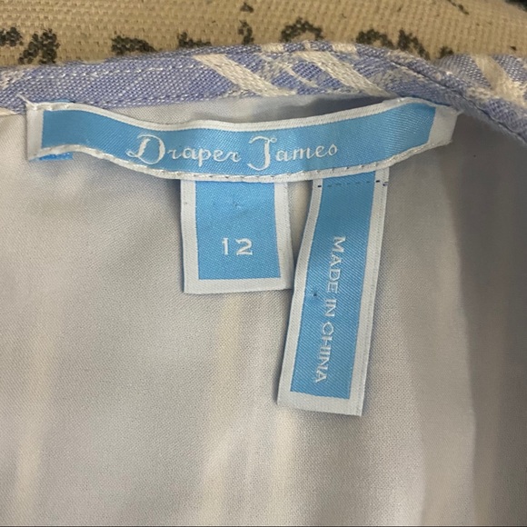 Draper James Blue Linen Embroidered Plaid Dress - Picture 12 of 14